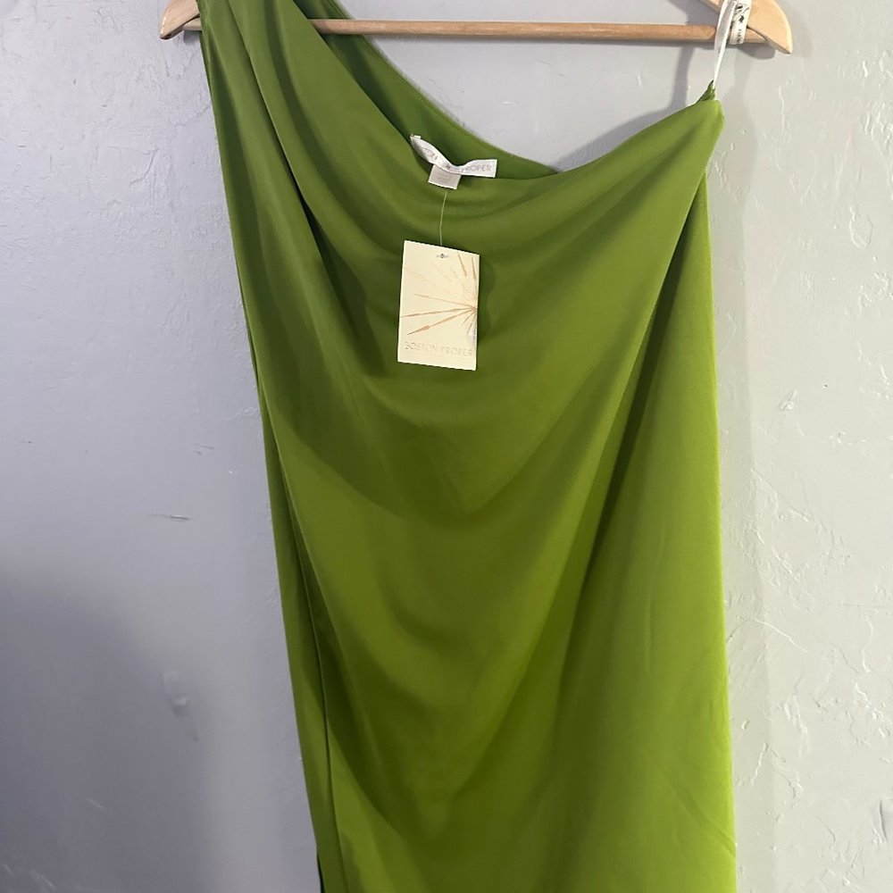 Boston Proper One Shoulder Dress Green